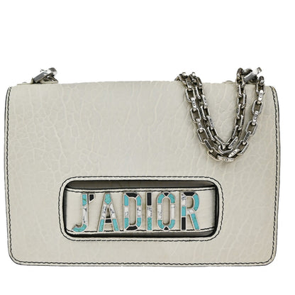 Christian Dior J'Adior Flap Bag Canyon Grained Lambskin with Mosaic Detail, WHITE, LEATHER, Shoulder bag