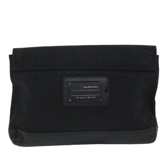 Balenciaga Vintage Pouch Leather, BLACK, CANVAS, Clutche & pouche