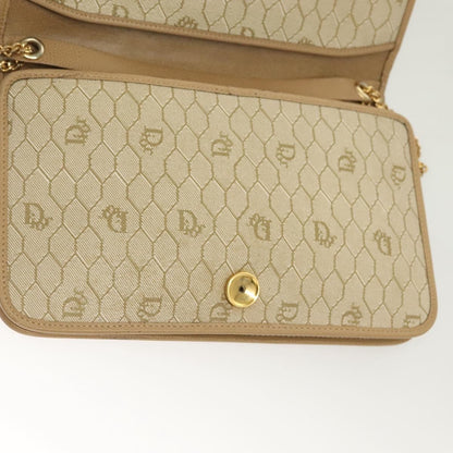 Christian Dior Vintage Honeycomb chain Canvas, BEIGE, LEATHER, Shoulder bag