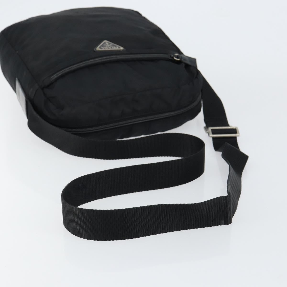 Prada Front Pocket Messenger Bag Tessuto, BLACK, NYLON, Shoulder bag