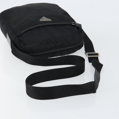 Prada Front Pocket Messenger Bag Tessuto, BLACK, NYLON, Shoulder bag