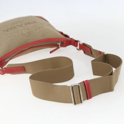 Prada Logo Zip Crossbody Bag Canvas, BEIGE, CANVAS, Shoulder bag