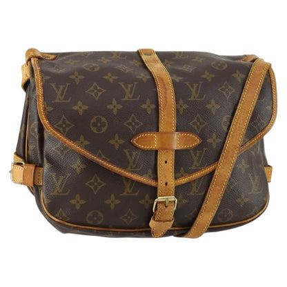 Louis Vuitton Saumur Handbag Monogram Canvas, BROWN, CANVAS, Handbag