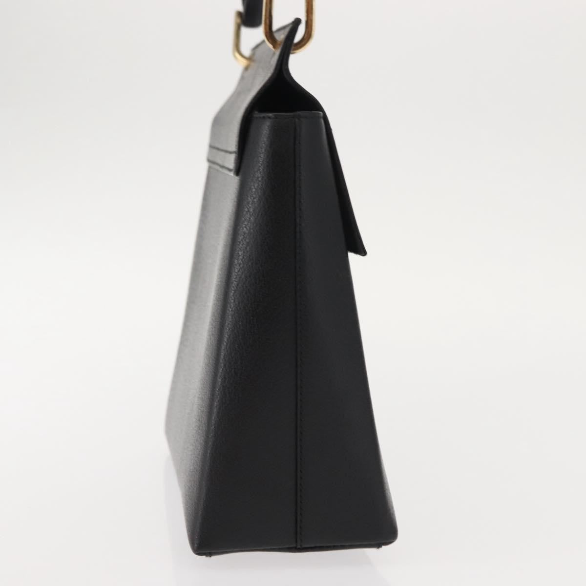 Gucci Vintage Bamboo Handle Bag Leather, BLACK, LEATHER, Handbag