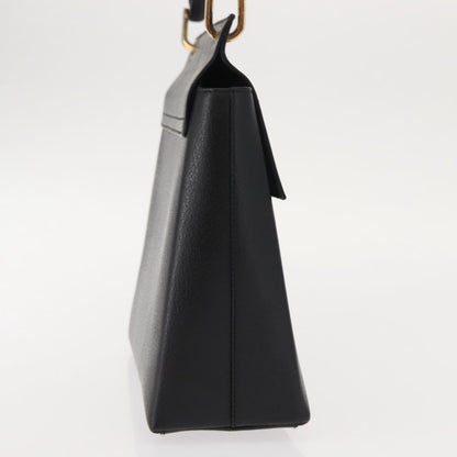 Gucci Vintage Bamboo Handle Bag Leather, BLACK, LEATHER, Handbag