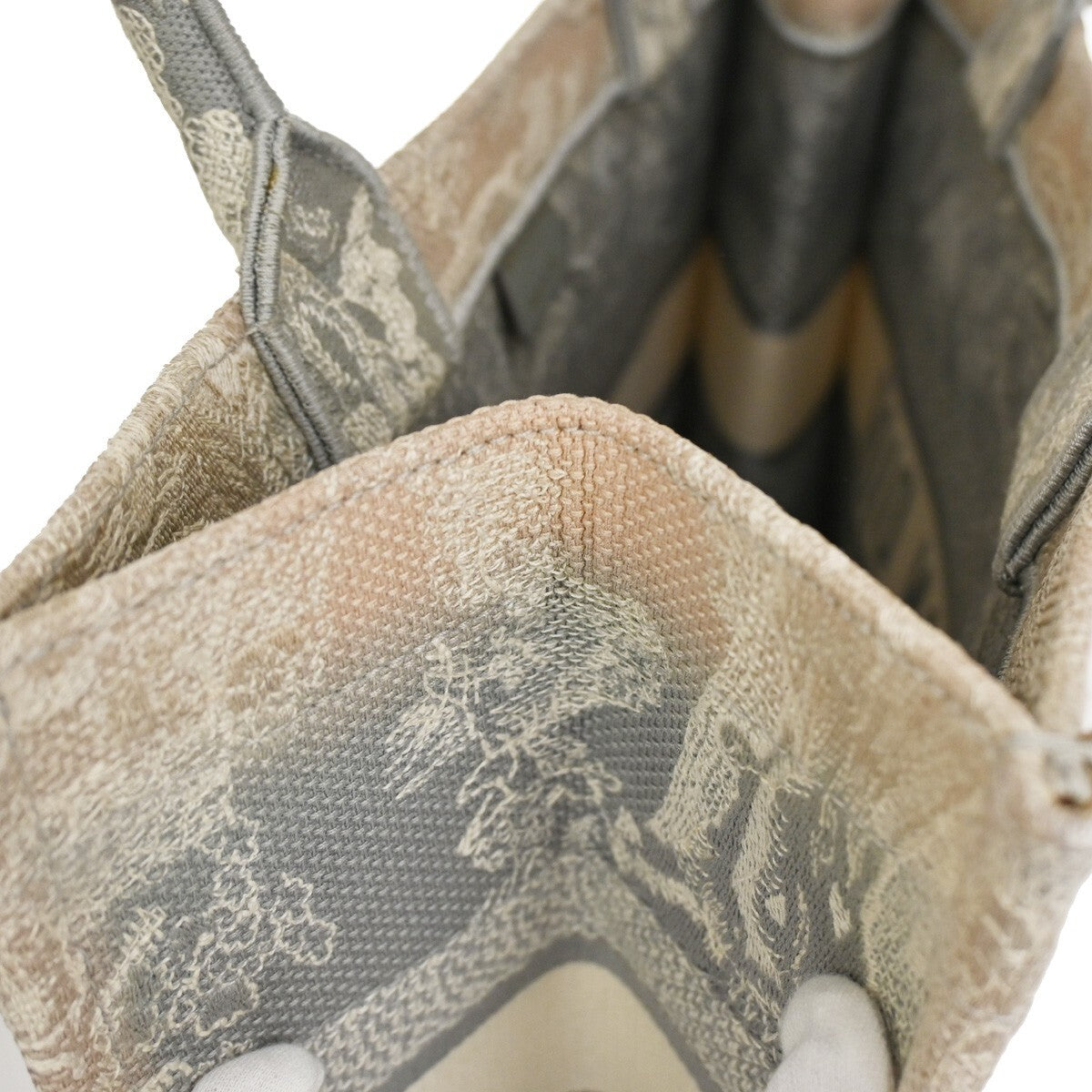 Christian Dior Book Tote Embroidered Canvas, GRAY, CANVAS, Tote bag