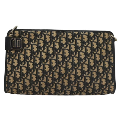 Christian Dior Vintage Trotter Shoulder Bag Canvas, NAVY, CANVAS, Shoulder bag