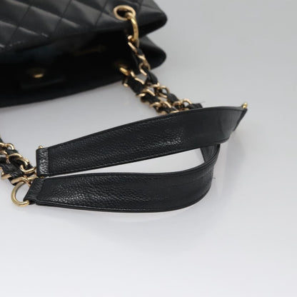 Chanel Petite Shopping Tote Quilted Caviar, BLACK, LEATHER, Tote bag