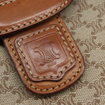 Celine Vintage Macadam Shoulder Bag Canvas and Leather, BEIGE, CANVAS, Shoulder bag