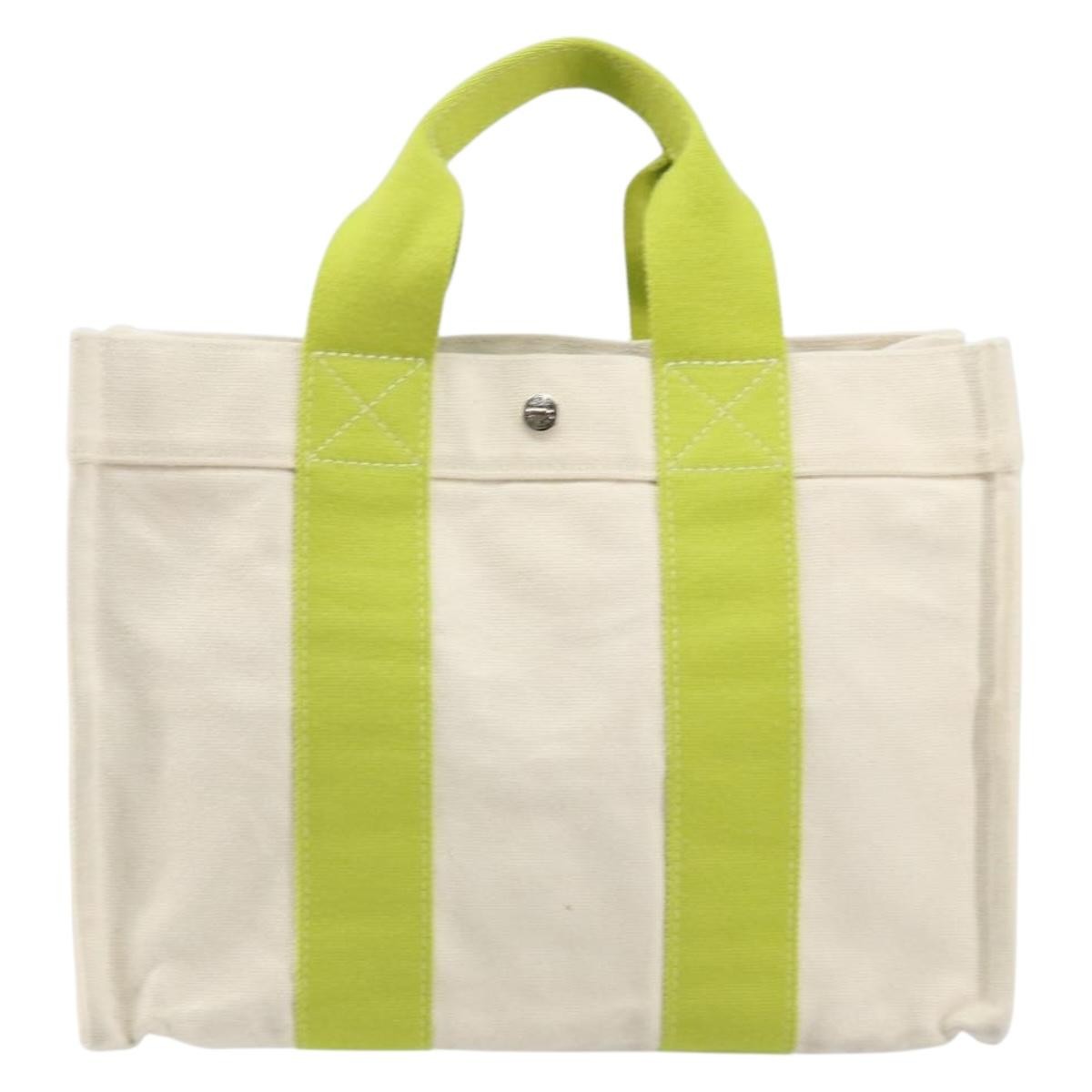 Hermes Bora Bora Tote Toile, WHITE, CANVAS, Tote bag