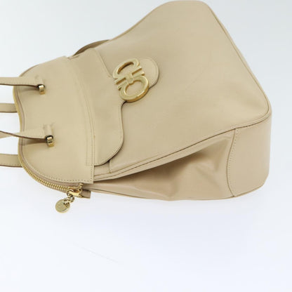 Salvatore Ferragamo Gancini Shoulder Bag Leather, BEIGE, LEATHER, Shoulder bag