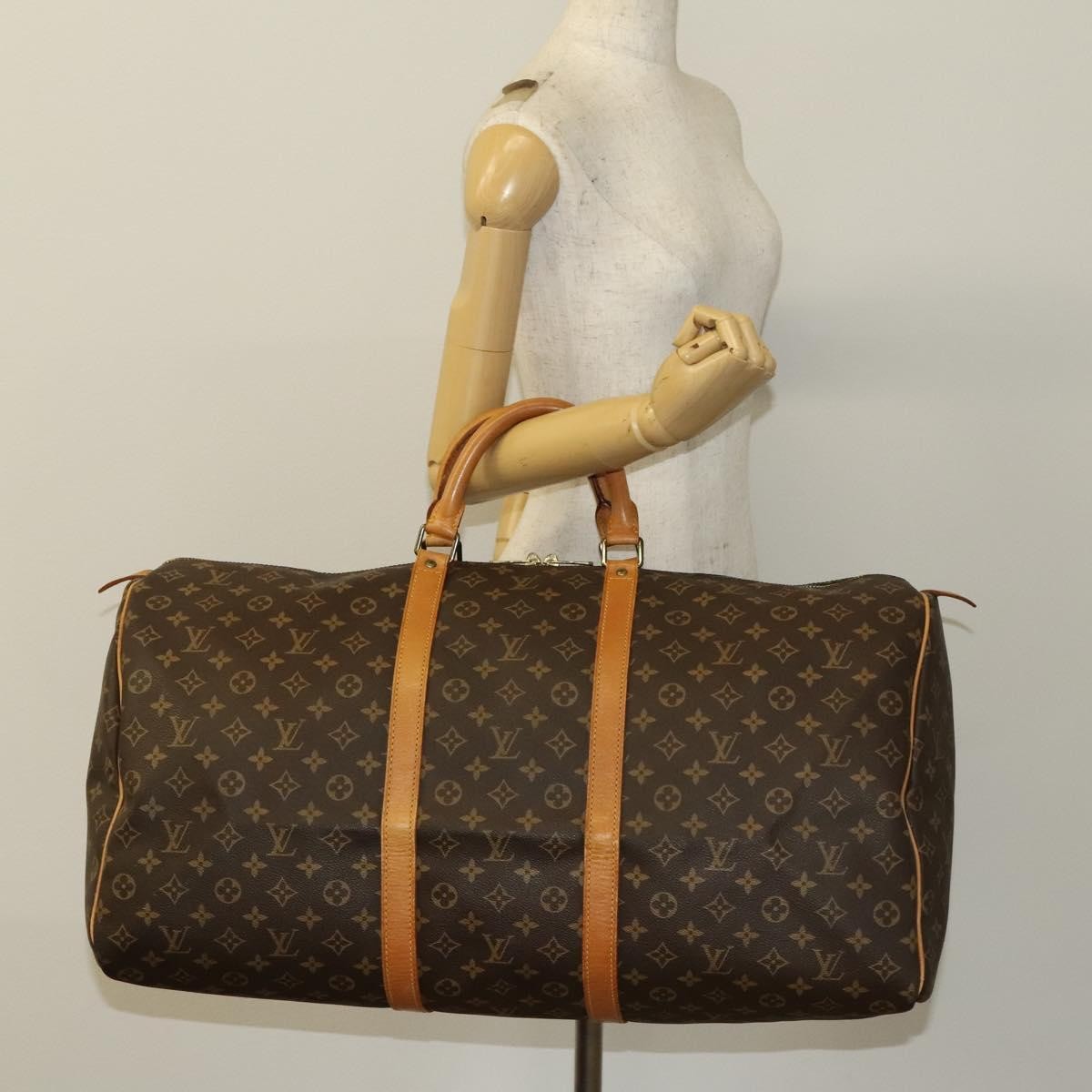 Louis Vuitton Keepall Bag Monogram Canvas, BROWN, CANVAS, Travel bag