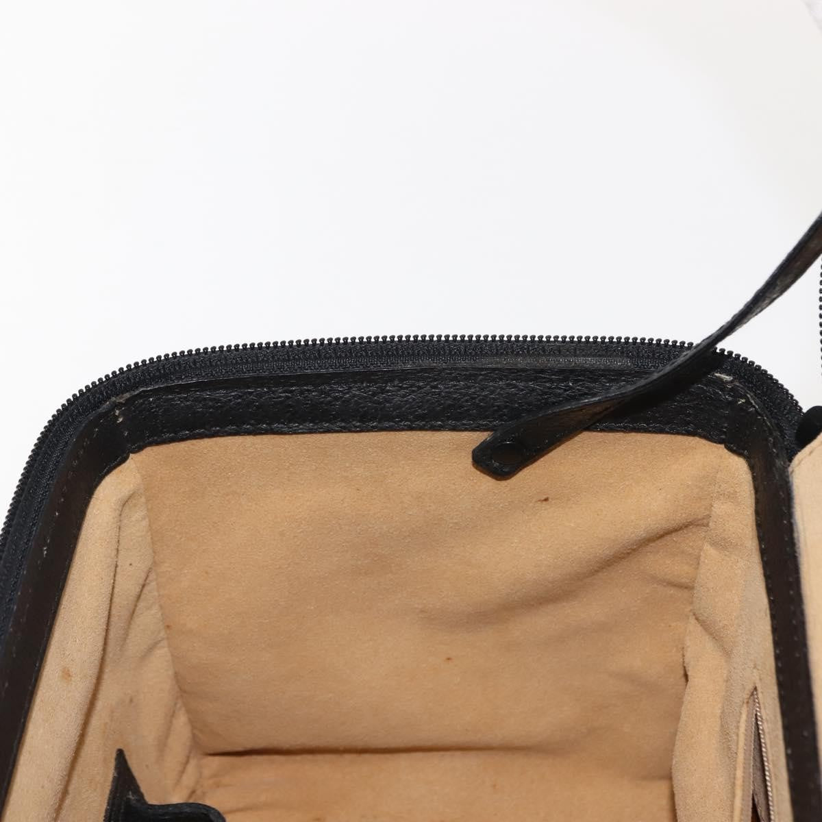 Gucci Vintage Bamboo Vanity Case Leather, NAVY, LEATHER, Handbag