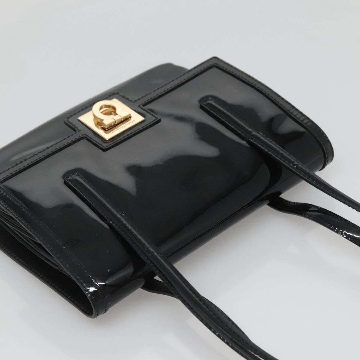 Salvatore Ferragamo Gancini handbag Patent leather, BLACK, PATENT_LEATHER, Handbag