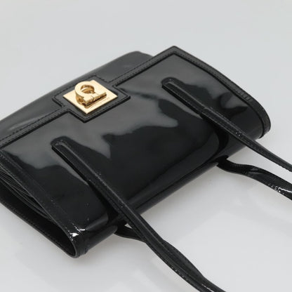 Salvatore Ferragamo Gancini handbag Patent leather, BLACK, PATENT_LEATHER, Handbag