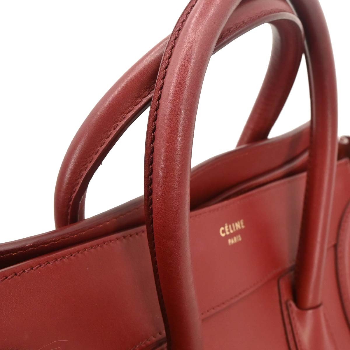 Celine Luggage Bag Smooth Leather, BURGUNDY, LEATHER, Handbag