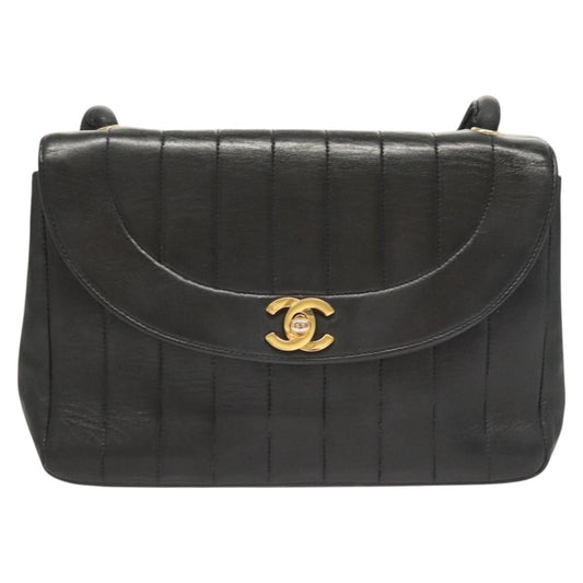 Chanel Mademoiselle Vintage Flap Bag Lambskin, BLACK, LEATHER, Handbag
