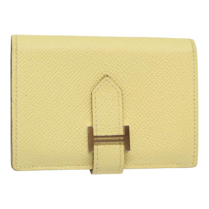 Hermes Bearn Card Case Epsom, YELLOW, LEATHER, Card Holders