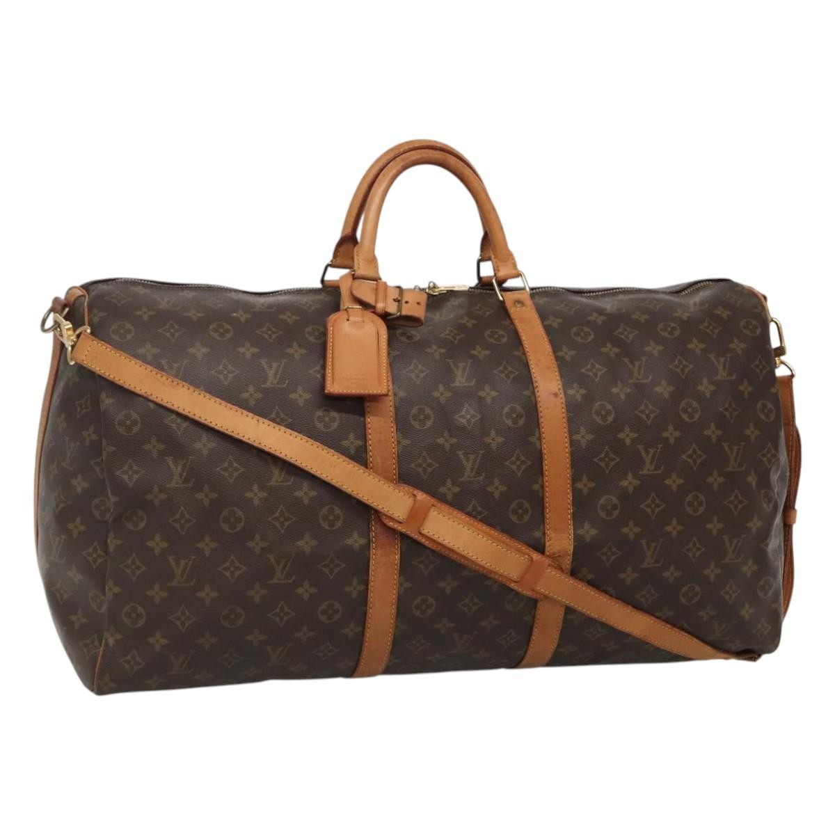 Louis Vuitton Keepall Bandouliere Bag Monogram Canvas, BROWN, CANVAS, Travel bag