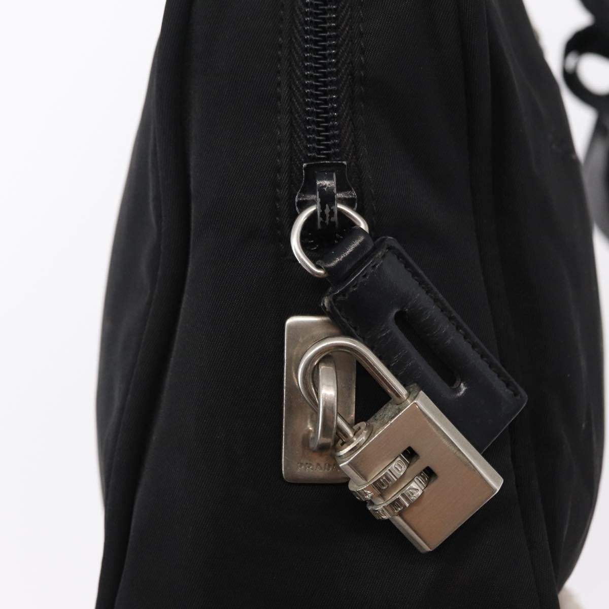 Prada Bowling Shoulder Bag Tessuto, BLACK, NYLON, Shoulder bag