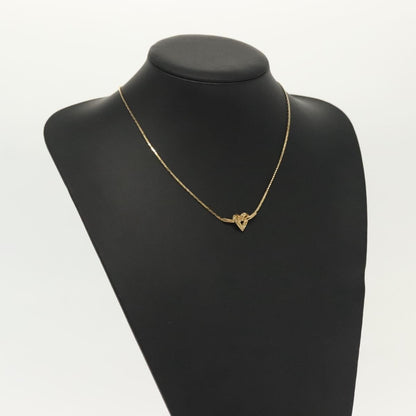 Christian Dior Logo Heart Pendant Necklace Metal with Crystal, GOLD, METAL, Necklace