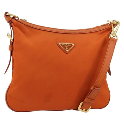 Prada Flat Messenger Tessuto with Leather, ORANGE, NYLON, Shoulder bag