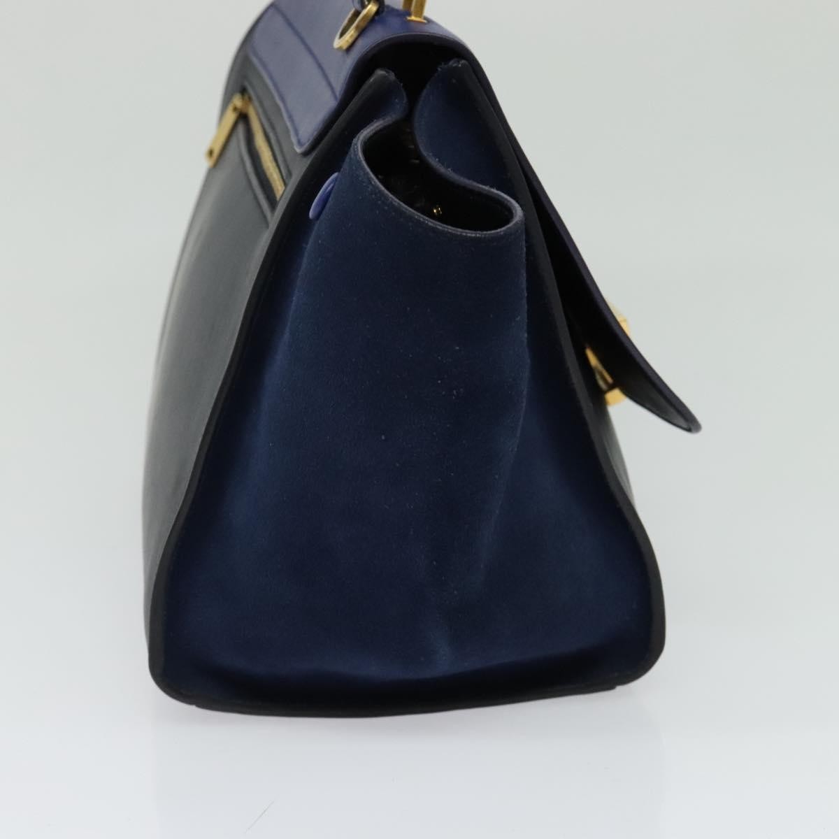 Celine Trapeze Bag Leather with Suede, NAVY, LEATHER, Handbag