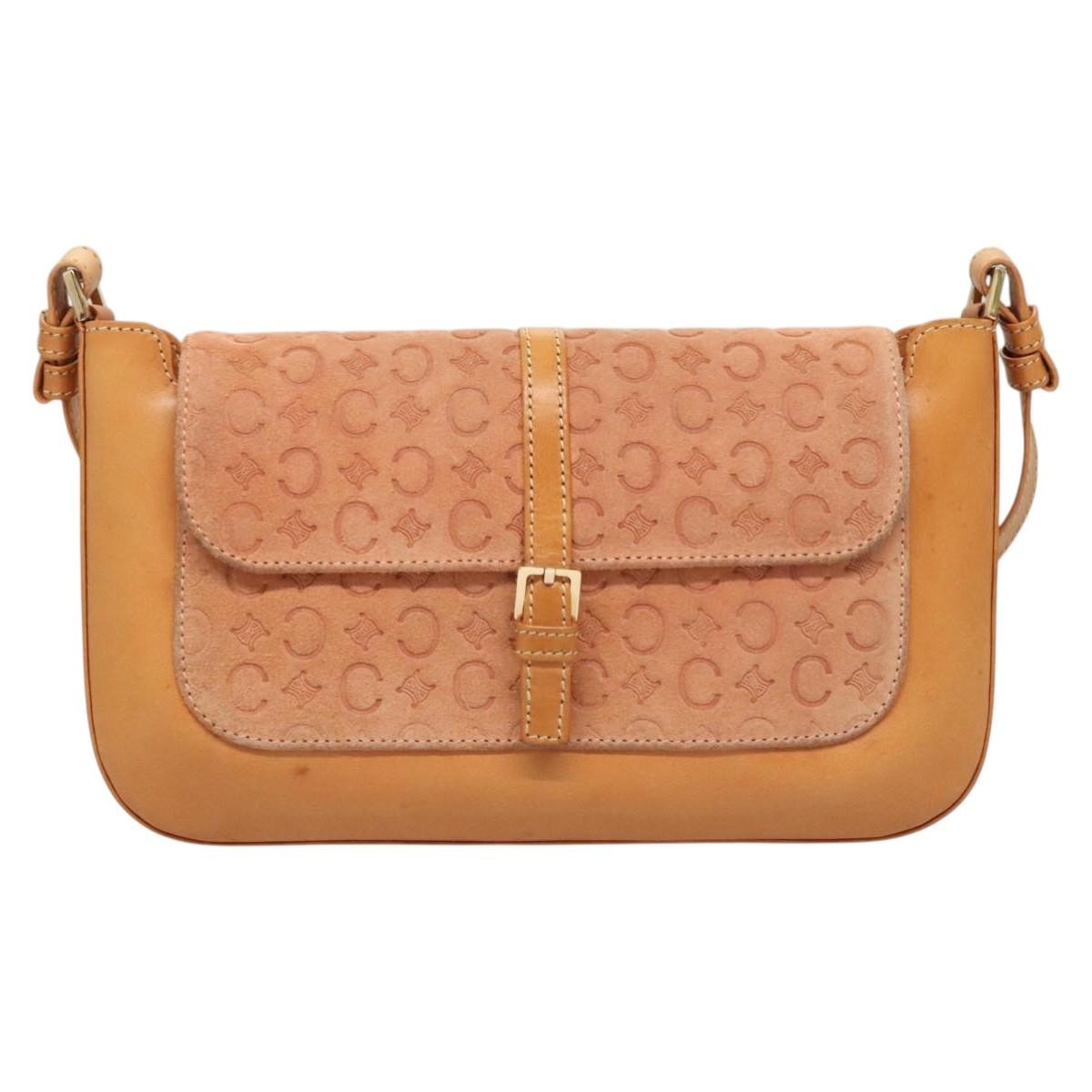 Celine Vintage Macadam Shoulder Bag Canvas and Leather, PINK, CANVAS, Shoulder bag