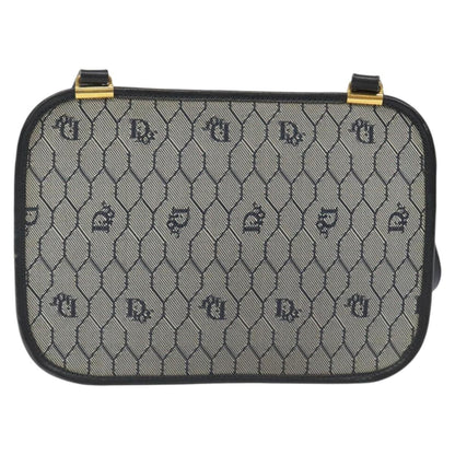 Christian Dior Vintage Honeycomb Shoulder Bag Canvas and Leather, NAVY, CANVAS, Shoulder bag
