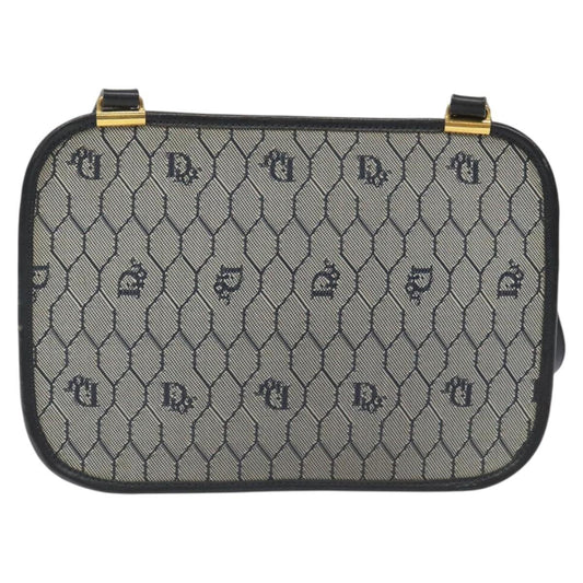Christian Dior Vintage Honeycomb Shoulder Bag Canvas and Leather, NAVY, CANVAS, Shoulder bag