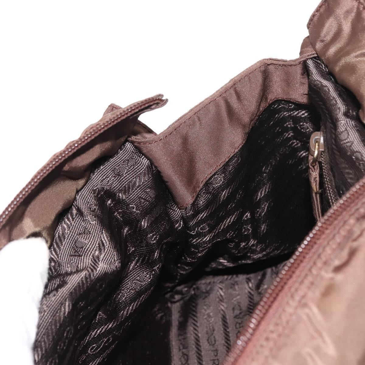 Prada Metal Handles Tote Tessuto, BROWN, NYLON, Handbag