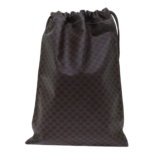 Celine Triomphe Drawstring Bucket Bag Raffia with Leather, BROWN, PVC, Shoulder bag