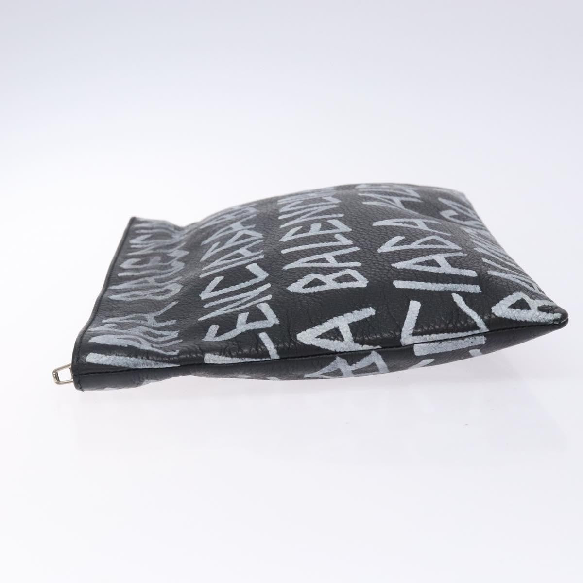 Balenciaga Graffiti Pouch Leather, BLACK, LEATHER, Clutche & pouche