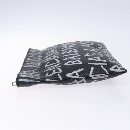 Balenciaga Graffiti Pouch Leather, BLACK, LEATHER, Clutche & pouche