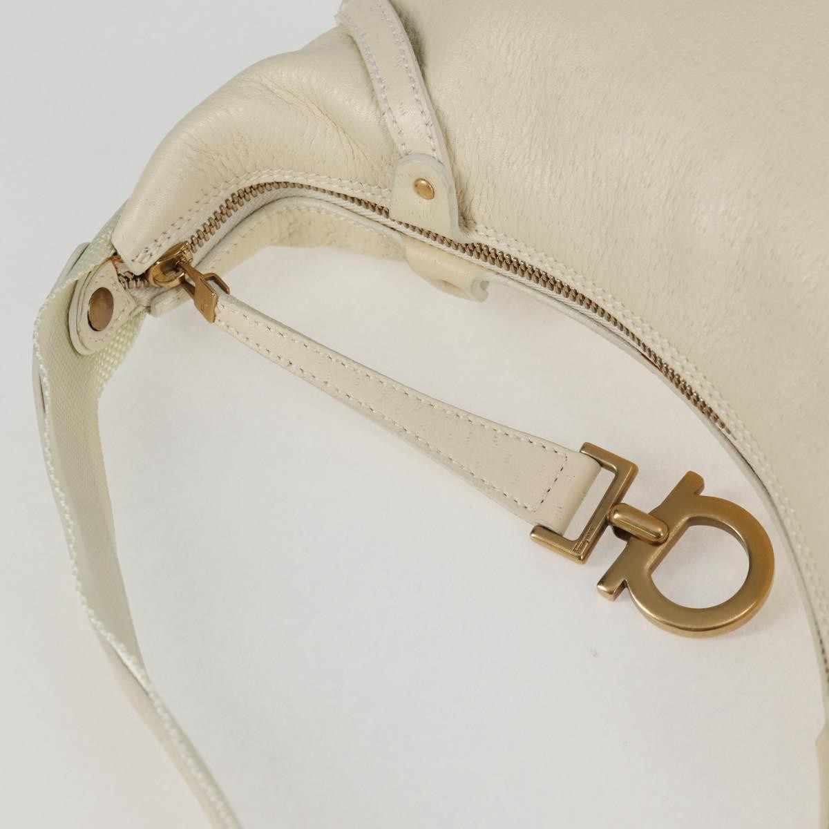 Salvatore Ferragamo Gancini Hobo Leather, BEIGE, LEATHER, Handbag