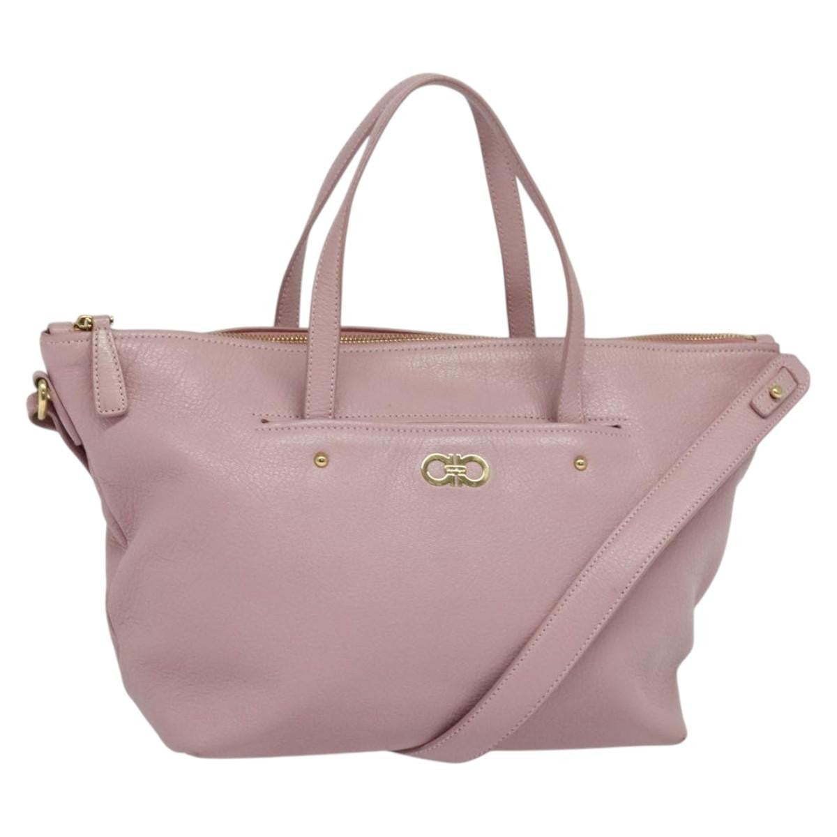 Salvatore Ferragamo Gancini Tote Leather, PINK, LEATHER, Tote bag