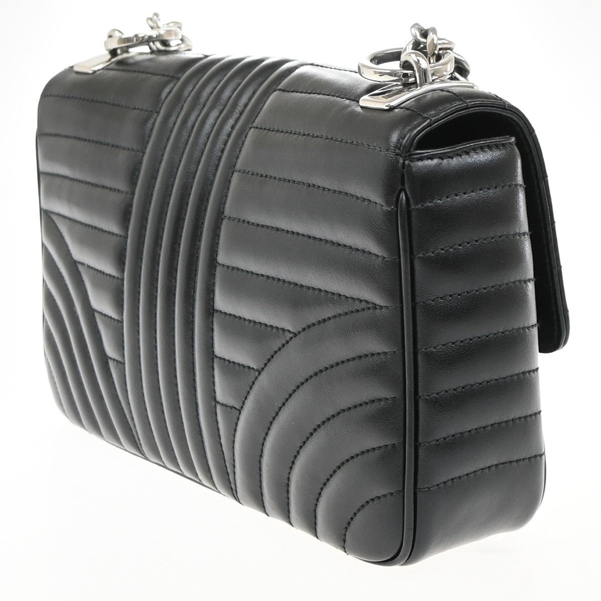 Prada Chain Flap Shoulder Bag Diagramme Quilted Leather, BLACK, LEATHER, Shoulder bag
