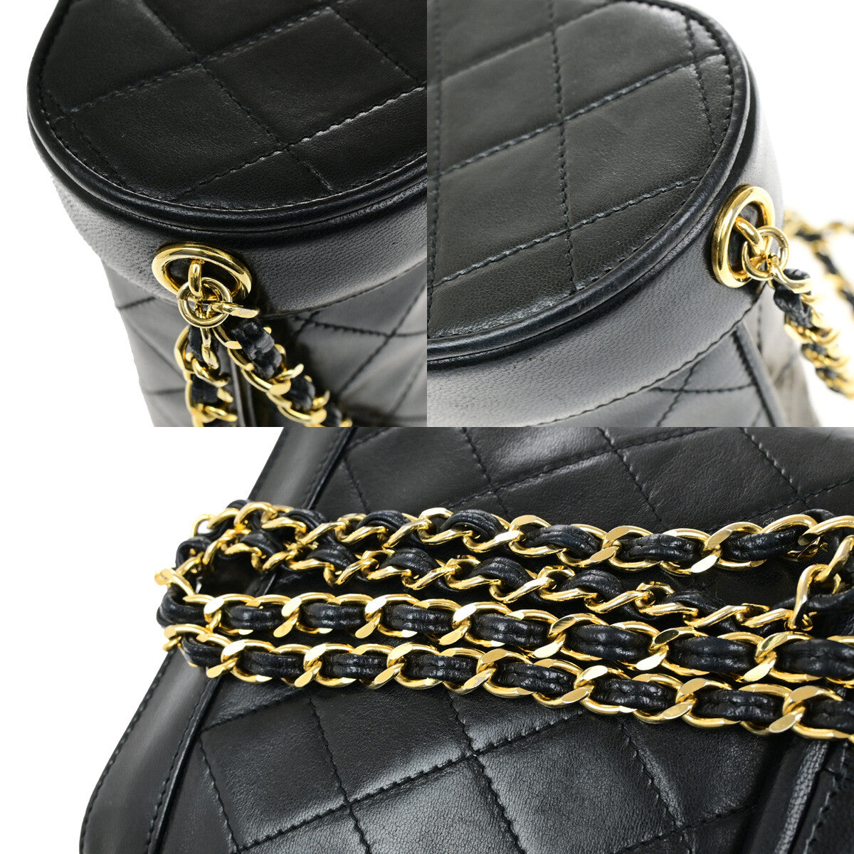 Chanel Vintage Tassel Box Bag Quilted Leather, BLACK, LEATHER, Shoulder bag