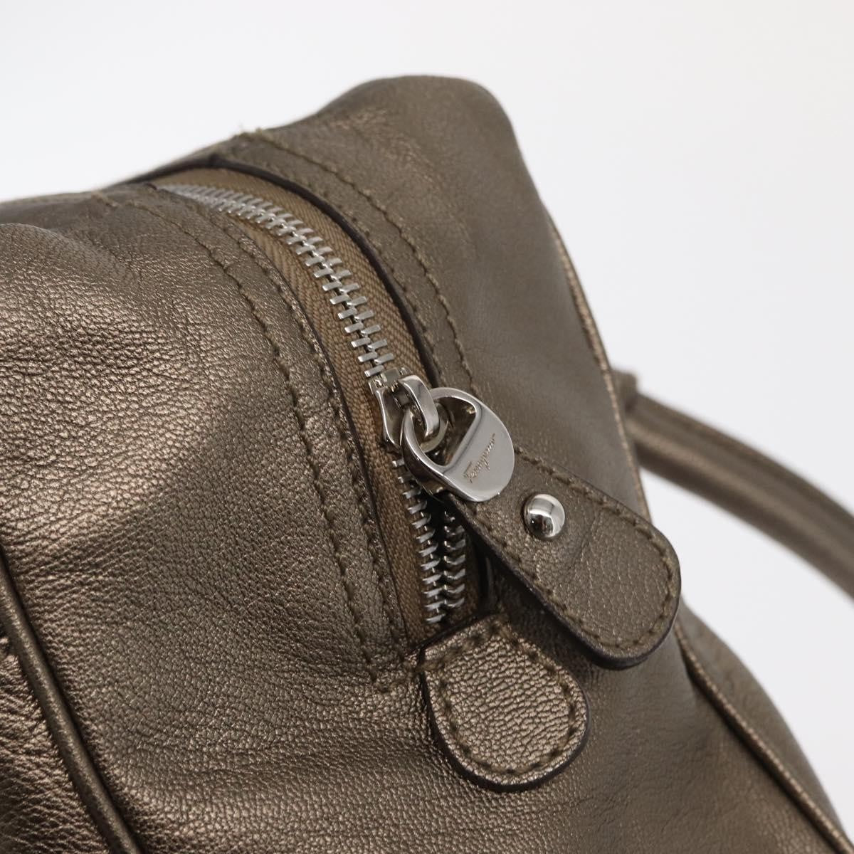 Salvatore Ferragamo Gancini Buckle Shoulder Bag Leather, GOLD, LEATHER, Handbag