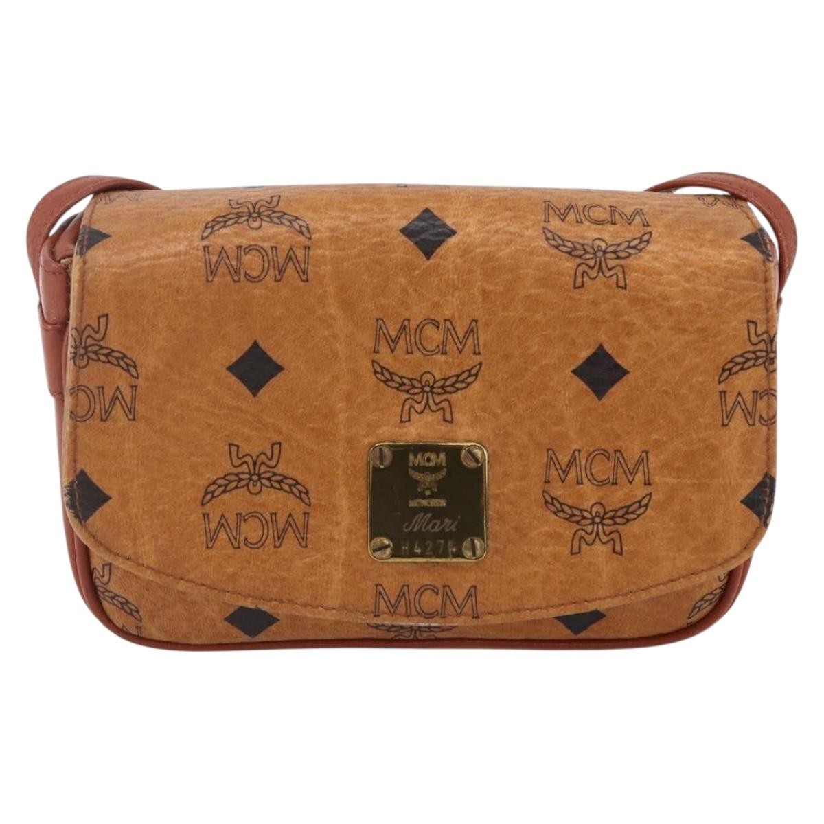 MCM Visetos Shoulder bag Canvas and Leather, BROWN, CANVAS, Shoulder bag