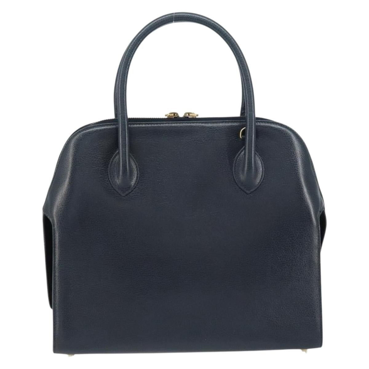 Salvatore Ferragamo Gancini handbag Leather, NAVY, LEATHER, Handbag