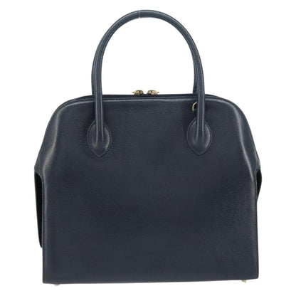 Salvatore Ferragamo Gancini handbag Leather, NAVY, LEATHER, Handbag