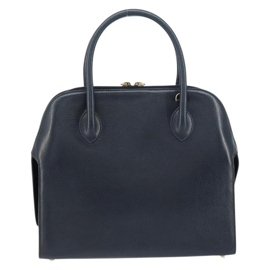 Salvatore Ferragamo Gancini handbag Leather, NAVY, LEATHER, Handbag