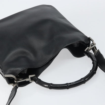 Gucci Vintage Bamboo Shoulder Bag Leather, BLACK, LEATHER, Shoulder bag