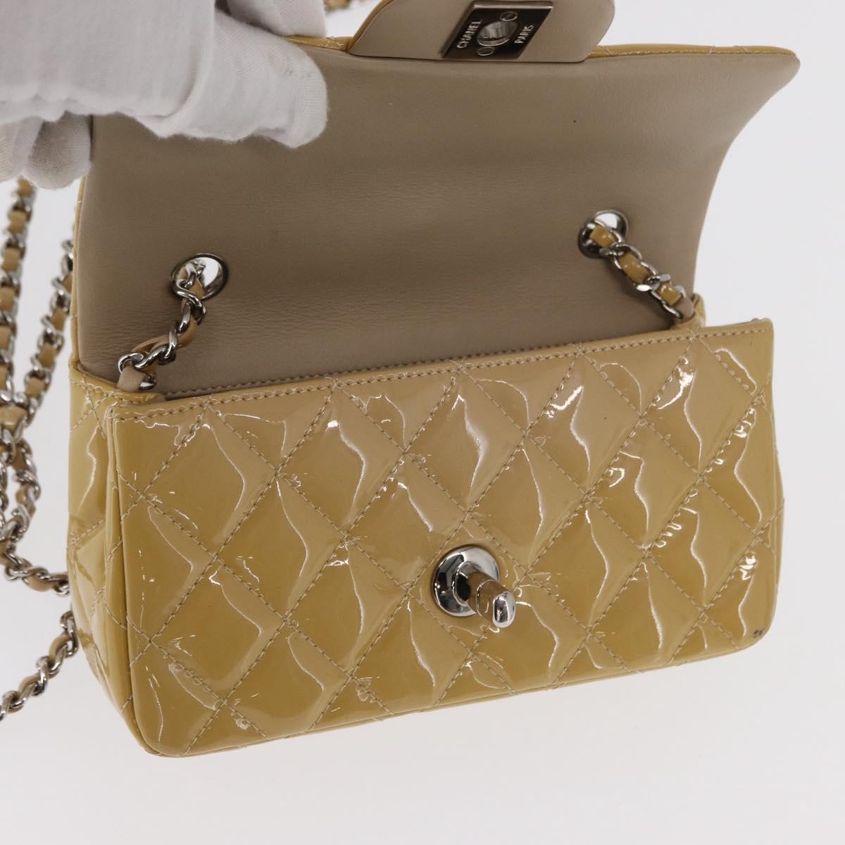 Chanel Vintage Classic Single Flap Bag Quilted Patent, YELLOW, PATENT_LEATHER, Shoulder bag