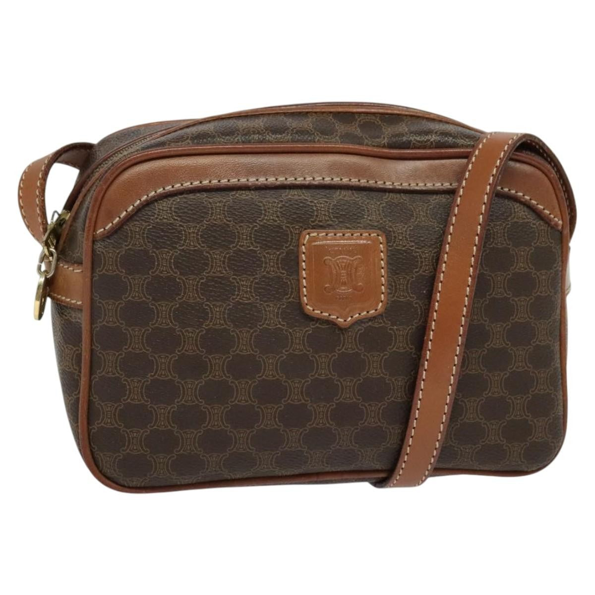 Celine Vintage Macadam Shoulder Bag Canvas, BROWN, PVC, Shoulder bag