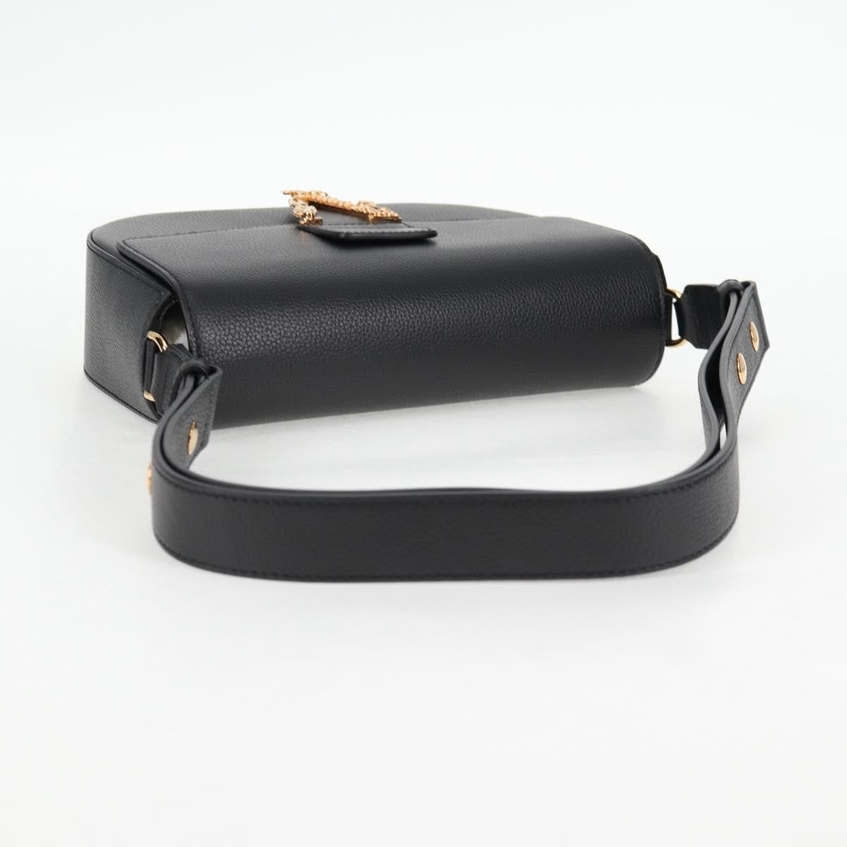 Versace Virtus Flap Messenger Bag Leather, BLACK, LEATHER, Crossbody bag