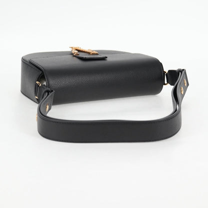 Versace Virtus Flap Messenger Bag Leather, BLACK, LEATHER, Crossbody bag