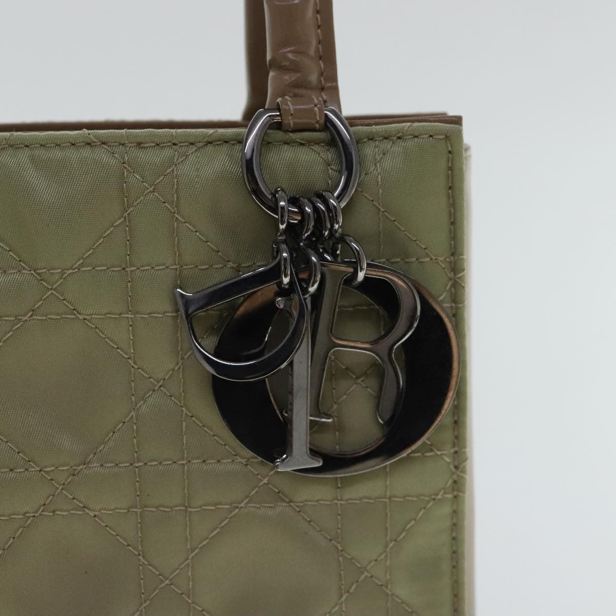 Christian Dior Vintage Tote Cannage Quilt Nylon, BEIGE, NYLON, Tote bag