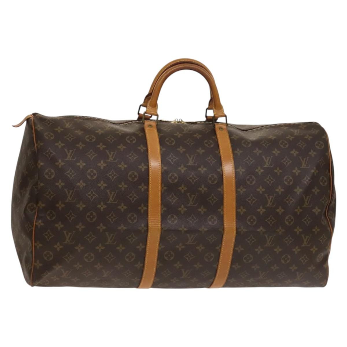 Louis Vuitton Keepall Bag Monogram Canvas, BROWN, CANVAS, Travel bag